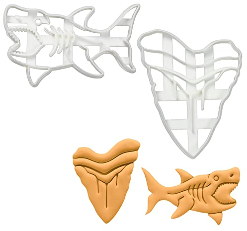 2er Set Megalodon Ausstechformen (Formen: Zahn & Hai), 2 Teile, Bakerlogy
