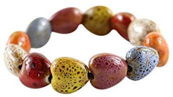 TIREOW Handgefertigt Partnerarmbänder Ethno Stil Blumen Glasur Keramik Perlen Armband Damen Herren Schmuck Geschenk Armbänder (D)
