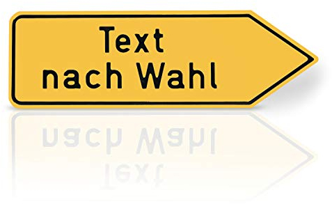 Betriebsausstattung24 Individuell gefertigtes Wegweiser-Schild - Rechtsweisend - Aluminium geprägt - Ecken abgerundet (60,0 x 25,0 cm, Gelb)