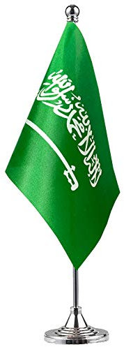 GentleGirl. Tischflaggen mit USA-Saudi-Arabien, kleine Mini-Saudi-Arabien-Flagge, Büro-Schreibtischflagge auf Ständer mit Ständer, internationales Festival, Saudi-Arabien, Themenparty-Dekoration,