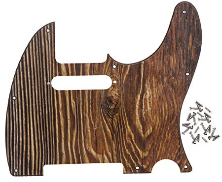 FLEOR 3Ply 8 Holes TL Guitar Pickguard Holzmaserung UA-Druck für moderne Standard TL TE Gitarre, Befestigungsschrauben