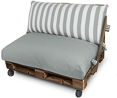 HAPPERS Palettenkissen Toldotex Set 120x80 + 120x45 Grau