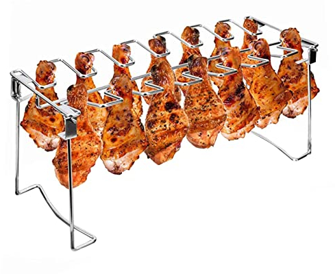 Triceratops Hähnchenschenkel- und Flügel-Gestell, 14 Fächer, Grill-Halterung für Hähnchen, Drumsticks aus Edelstahl, für Smoker-Grill, Ofen, Holzkohlegrill
