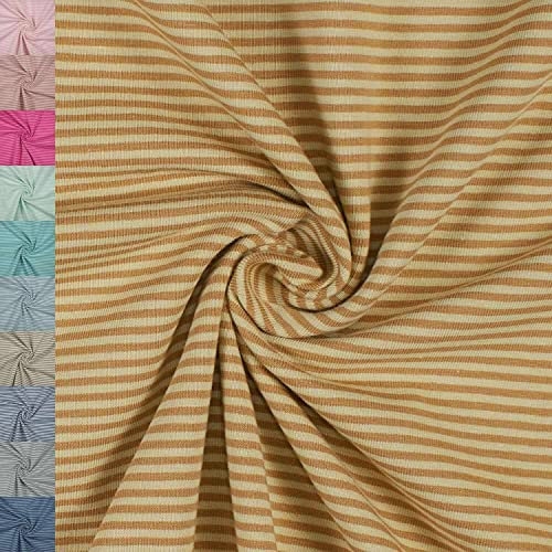 Jersey Stoff Noah, gestreift 2mm, karamell/beige (50cm x 150cm)