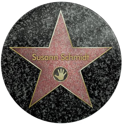 Herz & Heim® Frühstücksbrettchen, rund, verschiedene Motive zu Hochzeit, Geburtstag oder Weihnachten, personalisiert Walk of Fame