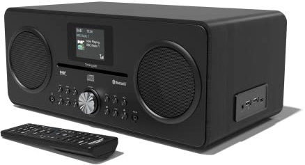 DAB/DAB+ & FM Digital Radio with CD Player | Bluetooth & USB MP3 Player | Premium Sound | Remote Control | Mains Powered | Perfect for the Home or Office | AZATOM Trinity D3 (All Black)
