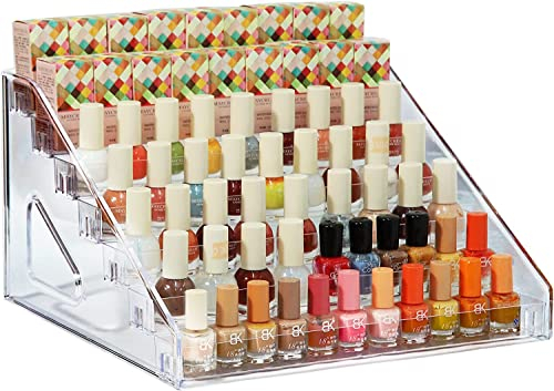 YIEZI Rangement Vernis à Ongles 84 Bouteilles de Peinture 7 Niveaux Support Acrylique pour Lunettes de Soleil Support pour Huiles Essentielles Organisateur de Maquillage Clair Assemblage Sans Outil