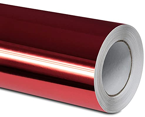 Folindo® Rot Chrom Autofolie (11€/m²) | 15 x 1,52 m | Selbstklebende Luftkanal 3D Folie zur Auto Folierung | Blasenfrei
