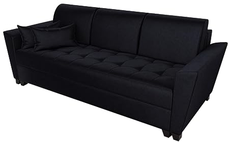 BROMARKT Schlafsofa DENORE - Sofa mit Schlaffunktion und Bettkasten, Bettsofa, Couchgarnitur, Couch, Sofagarnitur, Bett (h88 x t99 x b240 cm, Kronos 7 Schwarz)