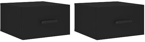 vidaXL Wand Nachttisch 2 STK., Nachtschrank mit reichlich Stauraum, Hängend Nachtkommode Nachtkonsole, Wandschublade für Schlafzimmer, Schwarz