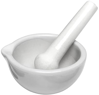 Tiardey Ensemble de Mini Pilon et Mortier Blanc Petit et Compact Mortier et Pilon en Porcelaine de 8 cm Outil de Cuisine pour Broyer Les épices
