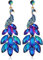 BSLVWG Vintage Pfau Dangle Ohrringe für Frauen Mädchen Boho 14K Gold überzogene grüne Kristallfeder Pfau Aussage Drop Dangling Stud Ohrring Übertrieben Geburtstag Urlaub Schmuck Geschenke (Blau)