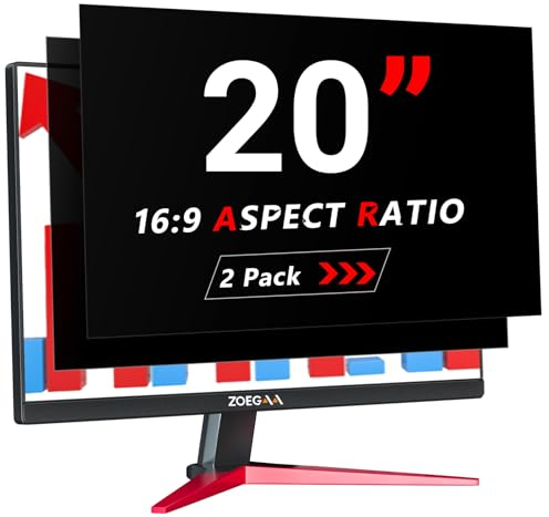 ZOEGAA 2 Pack 20 Inch Privacy Screen For 16:9 Computer,Anti Glare Anti Blue Light Privacy Screen,Compatible With HP/Dell/Acer/Asus/Samsung/Lenovo
