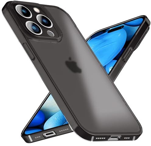NALIA Semi-Transparent Case für iPhone 15 Pro Max Hülle - Matt, Schwarz