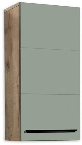 71-565-EY Hängeschrank VISTA Badschrank in Viking Oak / Schilf Grün ca. 34 x 70 x 23 cm