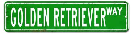 LMMIXEE Golden Retriever Wegschilder, Golden Retriever, individuelle Straßenschilder, Metall, Hundegeschenk, rustikale Wandkunst, Bauernhaus, dekoratives Schild, Küche, Wandschild, Heimdekoration,