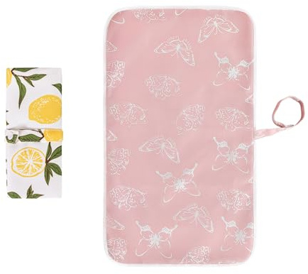 Catteyonce 2 Piece Folding Baby Changing Pad Set, Waterproof Changing Mat, Changing Mat, Home Outdoor Travel (Pink+ Yellow)