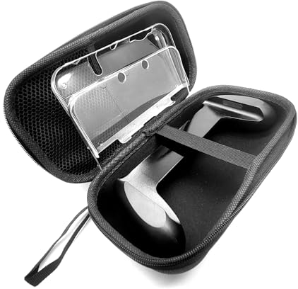 Custom New3DSXL Handgriffe + schützende Kristallschale + große Tragetasche, für neue 3DS New3DS XL/LL 3DSXL 3DSLL Handkonsole, rutschfester Gaming-Griff + geteilte transparente Abdeckungen +