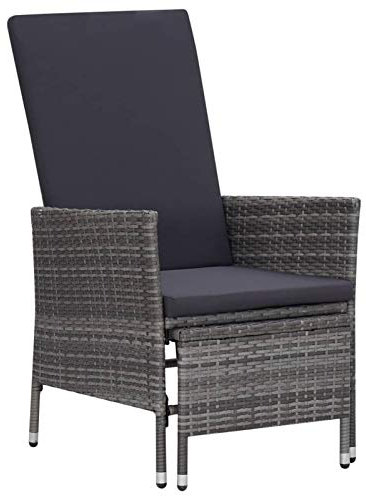 Chaduof Garten-Liegestuhl mit Auflagen, Gartensessel, Campingstuhl, Terassenstühle, Gartenmöbel, Balkon Stühle, Balkonstuhl, Hochlehner, Stühle Für Draußen, Poly Rattan Grau