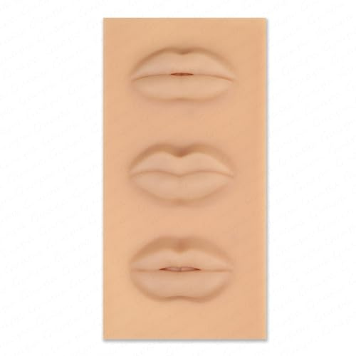 Tattoo Lip Blush 5D Übungshaut Silikon lippen mit 3 Design Lippenform fester Lippenblock für Permanent Makeup Übungen realistisches Microblading Lippen übungstraining (1PC Light Brown)