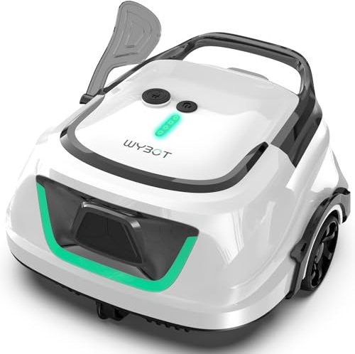 WYBOT A1 Robot Limpiafondos Piscina, 120 Min Autonomía, 100㎡ Cobertura, Doble Turbo, Limpieza Automática de Fondos, Solución Hogares,Blanco Verdoso