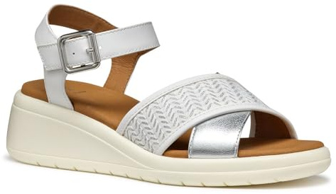 Geox D MELICONIA G, Women’s Wedge Sandal, White,