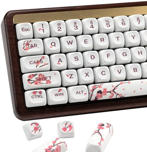 XVX MOA Profile Cherry Blossom PBT Tastenkappen, 140 Tasten Dye-Sub Tastenkappen für ANSI/ISO-Layout (kompatibel mit Cherry MX Switches & GK61/68/87/96/104/108, inkl. 6.25u Leertaste)