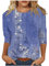Damen Oberteile Elegant,Shirt 3/4 Arm Damen,Damen 3/4 Länge Ärmel Tops Casual Floral Print Sommer Tops für Frauen Loose Fit DREI Viertel Länge Ärmel Bluse,blau,XXL