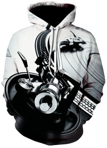 YOUOUSI Creative Retro Music Radio Autunno Uomo Donna Hip Hop 3D Felpa con Cappuccio Casual Felpa a Maniche Lunghe Giacca alla Moda di Strada