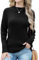 GRECERELLE Women's Jumpers Long Sleeve Casual Crew Funnel Neck Pullover Tops Ladies Knit Jumpers (Black, XXL)