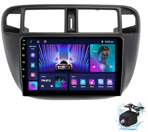 HYNMSM Radio estéreo para automóvil Android 14 de Doble DIN con Pantalla táctil de 9 Pulgadas para HON-DA Civic (EJ/EK/EM) 1995-2001 con Carplay, navegación GPS, cámara de Respaldo AHD, Controles en