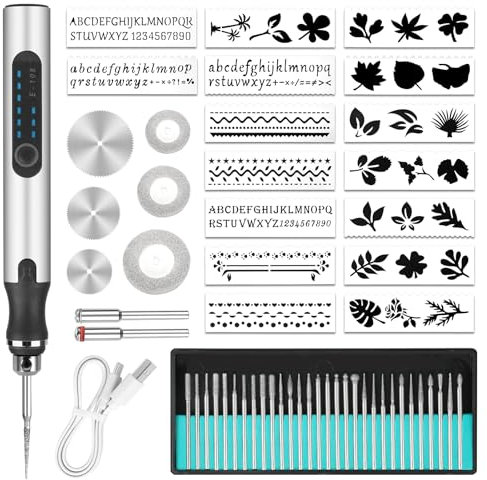 Ainiv USB Wiederaufladierbar Gravur Werkzeug Kit, Elektrischer Mini Graveur Gravurwerkzeug, Tragbar Graveur Gravurstift Multifunktionswerkzeug für Schmuck Glas Holz Kunststoff Metall Stein