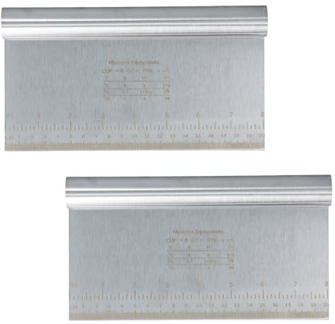 Dewocke 2 Pezzi Taglia Impasto Con Scala Graduata In Acciaio Inox, Raschietto Per Pasta, Taglia Impasto Multiuso, Spatola, Tagliapasta, Per Torte, Pizza, Torte, Dough (20 * 12cm)