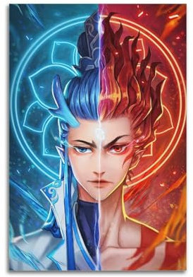 WJDYMX Chinesische Mythologie Ao Bing und Nezha kombiniertes Poster, dekoratives Gemälde, Leinwand, Wandposter und moderne Familienschlafzimmer-Dekoration, 20 x 30 cm