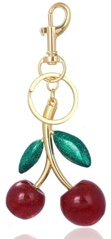 JOZMMZEOOA Kirsche Taschenanhänger,Metall Bag Charms Taschen Anhänger für Taschen Legierung und Resina Schlüsselanhänger Kirsche Cherry Keychain Taschenanhänger Damen,für Valentinstag Geschenke(Rot)