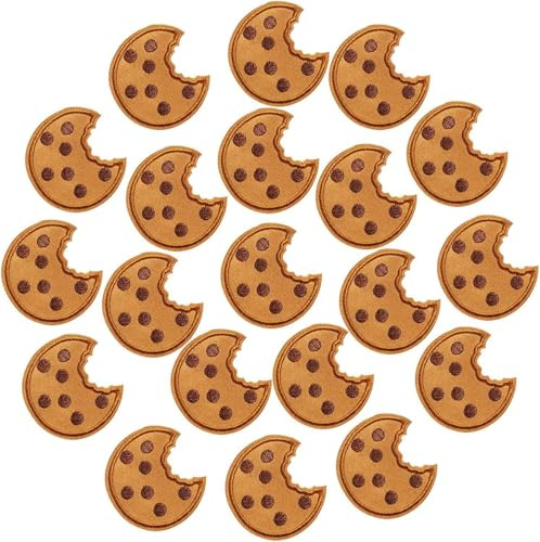Stoffaufnäher Keksform | 10er-Set Stickerei-Aufnäher Bügelpatch aus Stoff | Dekorative Applikationen für Kleidung, Taschen, DIY Basteln, Nähen, Kinderbekleidung