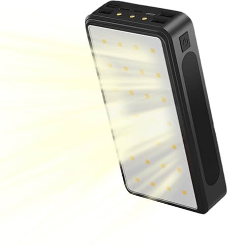 Portable Charger Solar Power Bank, 50000mAh High Capacity Portable Charger, Solar Panel Charger with Led Flashlights, Camping Waterproof External Backup Charge with 4 Outputs 3 Input LED Flashlight