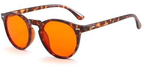 Long Keeper Blue Light Blocking Glasses Orange Lens Anti Blue Light Eyeglasses for Screens, TV, Gaming Retro Round Glasses Relieve Eye Fatigue and Improve Sleep (Leopard Frame)