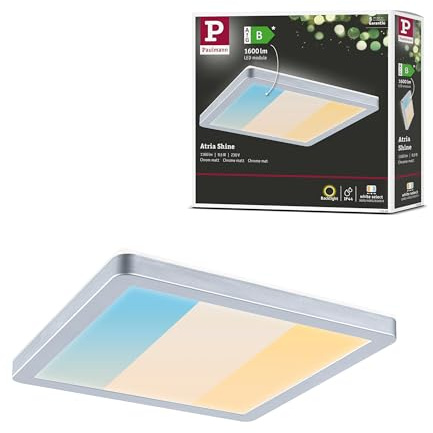 Paulmann 71265 LED Panel Atria Shine IP44 eckig 190x190mm 8W 1160lm 3000-6500K Chrom matt