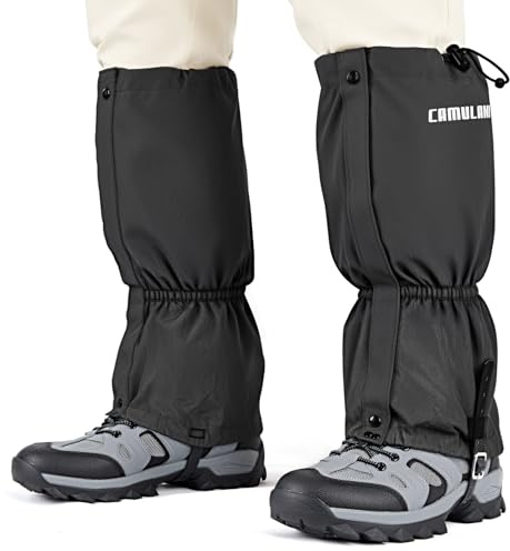 CAMULAND 900D Gamaschen Outdoor für Herren und Damen, 900D Oxford wasserabweisende Schneegamaschen für Jagd & Wandern, Gamaschen für Stiefel, Trailrunning, Schneeschuhwandern Schwarz