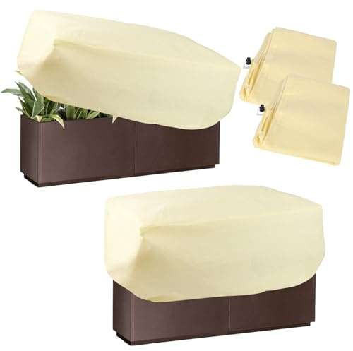 timoplus 2 Stück Blumenkasten Pflanzenschutzabdeckungen Rechteckige Pflanzkastenabdeckung, Winter Pflanzgefäß Frostschutzabdeckungen Taschen für Balkon Topfpflanzen Blumenkästen (Fan-100x45x40cm)