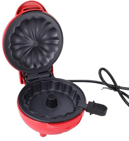 Fockety Machine à gâteaux, 550 W, revêtement antiadhésif double face, appareil à donuts avec voyant lumineux, gaufrier électrique pour petits-déjeuners, goûters et desserts (Prise UE 220V)