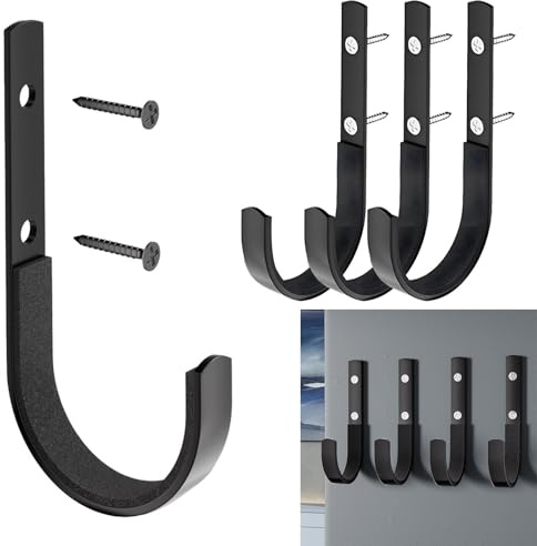 PENGCHE Edelstahl-Wandhalter, 4 Stück Waffengehänge & Haken, Wandmontiertes Gewehrhalter – Für Waffen, Schaufeln, Rucksäcke, Kleidung, Stabil & Kratzfest