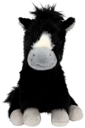 Depesche 14047 Miss Melody - Kuscheltier Pferd in Schwarz mit Fleck in Creme, mit weichem Fell und schwarzen Augen, ca. 20 cm großes Plüschtier