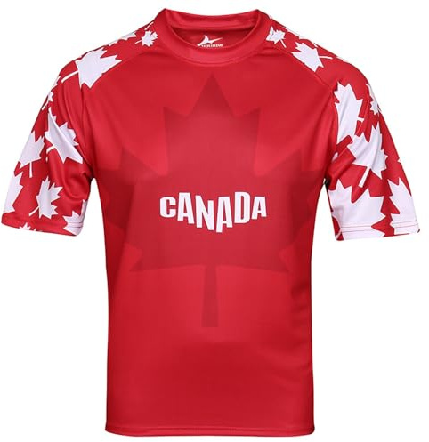 Blissbuilt Maglia da Calcio a Maniche Corte Uomo Donna Canada Maglietta da Tifoso di Calcio Leggero Comoda Fare Il Tifo Regalo per Tifosi Adatte per Squadre,tornei e Tifosi Taglie S M L XL XXL