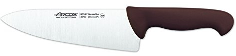 Arcos Serie 2900 - Cuchillo Cocinero Ancho - Hoja de Acero Inoxidable Nitrum de 200 mm - Mango inyectado en Polipropileno Color marrón
