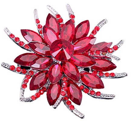 YAZILIND Fashion big Rhinestones en Cristal Alliage Zirconia Broche Corsagee Femmes Filles Accessoires (Rouge)