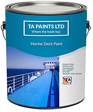 T A Paints Ltd Marine Boat Deck Paint - Suitable for Metal, Wood & Timber - Above & Below The Waterline - Ideal for Boats, Barges & Narrowboats (1 Litre, Black)