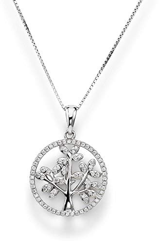 Amen Collana In Argento 925 Collezione Albero Della Vita - Colore Rodio - Misura Unica