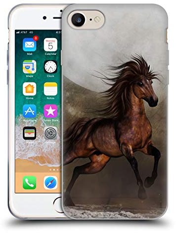 Head Case Designs Officially Licensed Simone Gatterwe Brown Horses Gel Case [Military Grade Protection] Compatible with Apple iPhone 7/8 / SE 2020 & 2022 and Compatible with MagSafe